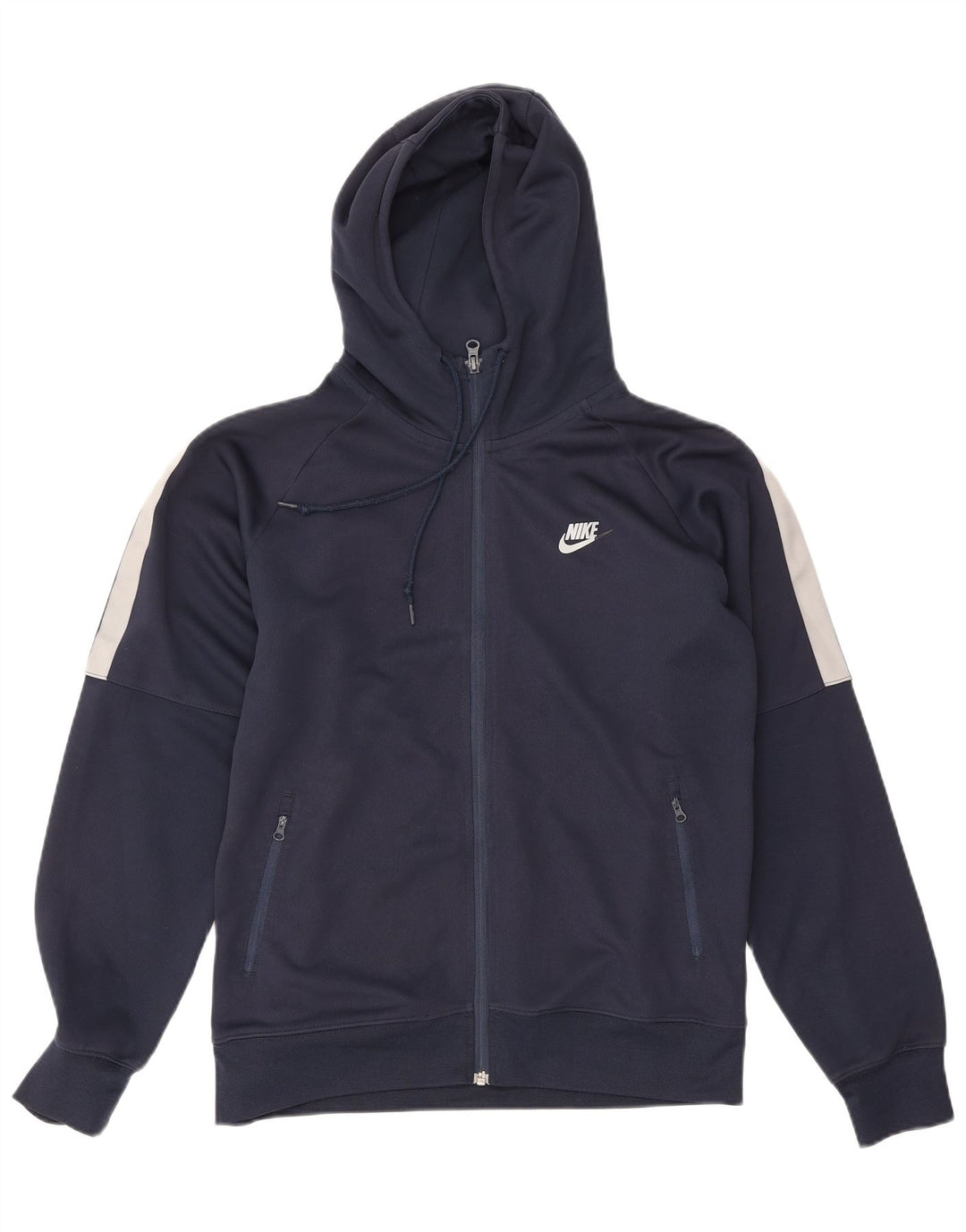Nike Mens Zip Hoodie Sweater Medium Navy Blue Colourblock Polyester