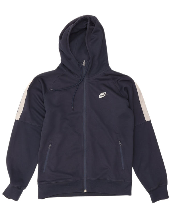 Nike Mens Zip Hoodie Sweater Medium Navy Blue Colourblock Polyester