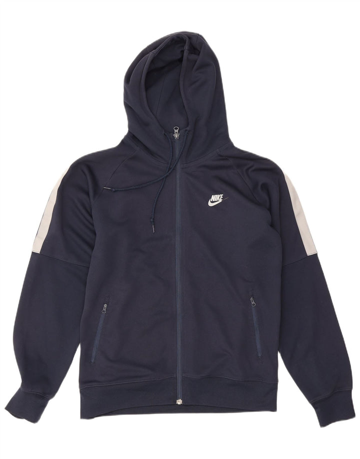 Nike Mens Zip Hoodie Sweater Medium Navy Blue Colourblock Polyester