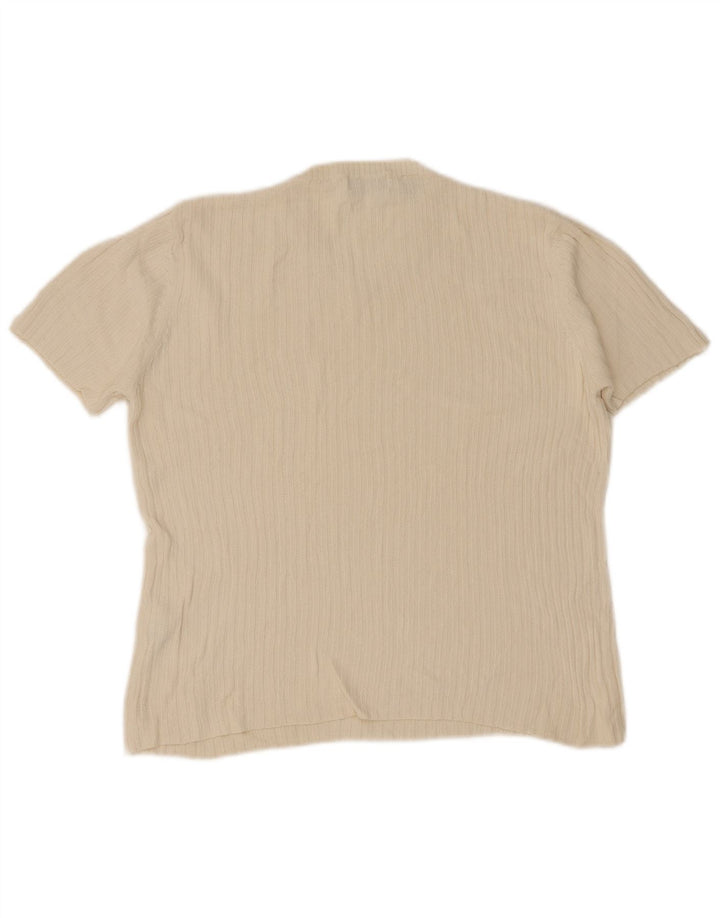 Zara Mens T-Shirt Top Large Beige Cotton