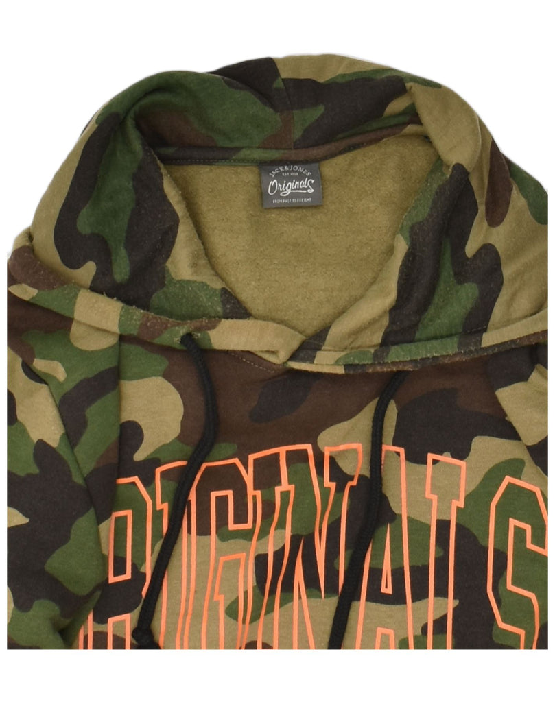 JACK & JONES Mens Graphic Hoodie Jumper Small Green Camouflage Cotton | Vintage Jack & Jones | Thrift | Second-Hand Jack & Jones | Used Clothing | Messina Hembry 