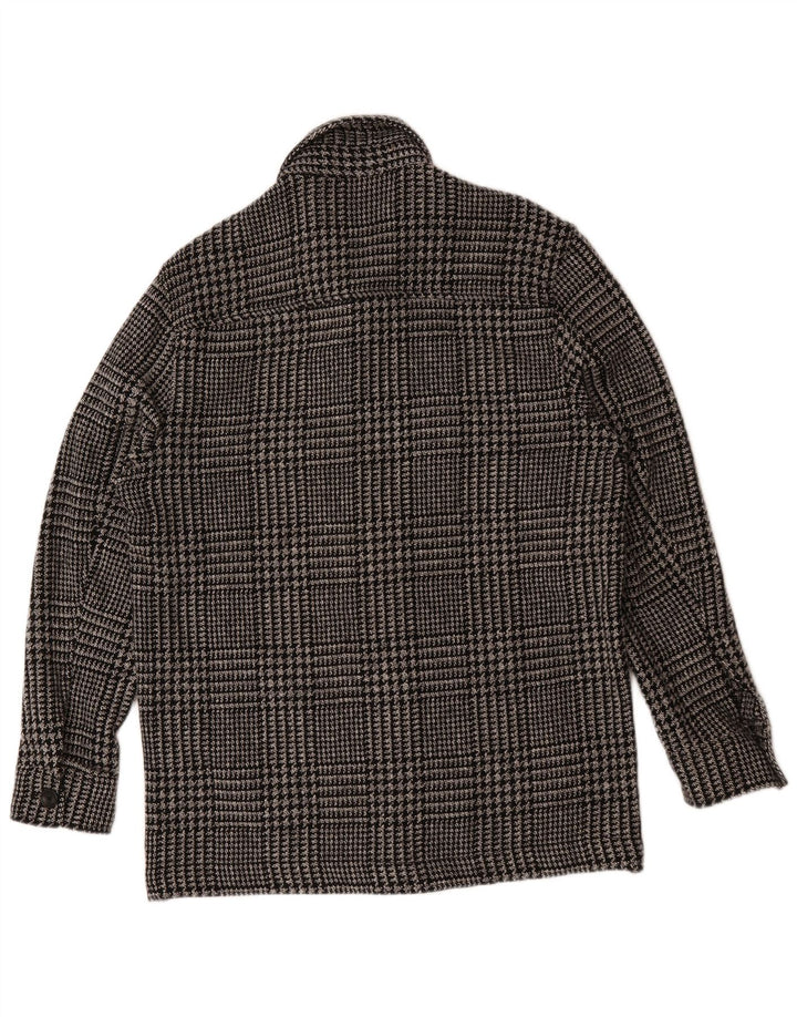 Zara Mens Utility Jacket Large Black Houndstooth Polyester
