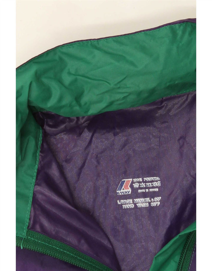 K-Way Mens Hooded Rain Jacket UK 38 Medium Purple Colourblock Polyamide