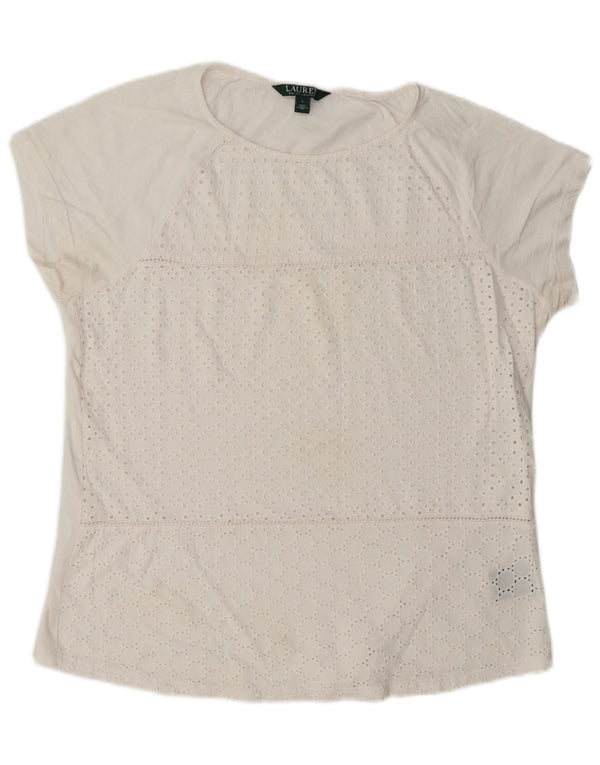 Ralph Lauren Womens Blouse Top UK 16 Large White Cotton