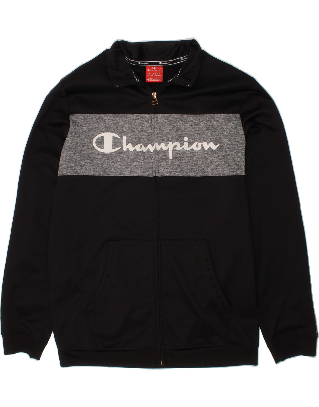 CHAMPION Boys Tracksuit Top Jacket 13-14 Years XL  Black Colourblock Vintage Champion and Second-Hand Champion from Messina Hembry 
