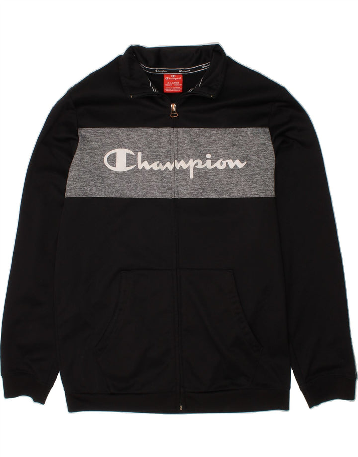 CHAMPION Boys Tracksuit Top Jacket 13-14 Years XL  Black Colourblock Vintage Champion and Second-Hand Champion from Messina Hembry 
