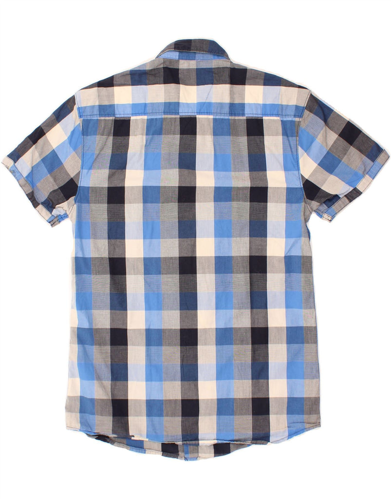 JACK & JONES Mens Short Sleeve Shirt Medium Blue Check Cotton Vintage Jack & Jones and Second-Hand Jack & Jones from Messina Hembry 