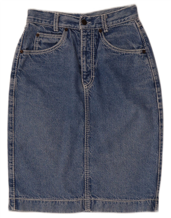 VINTAGE Womens Denim Skirt W24 XS Blue Cotton