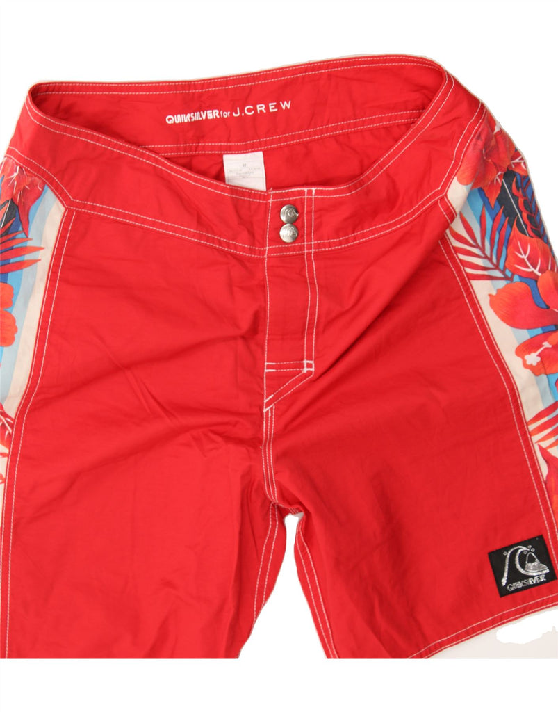 QUIKSILVER Mens Swimming Shorts Medium Red Floral Cotton Vintage Quiksilver and Second-Hand Quiksilver from Messina Hembry 