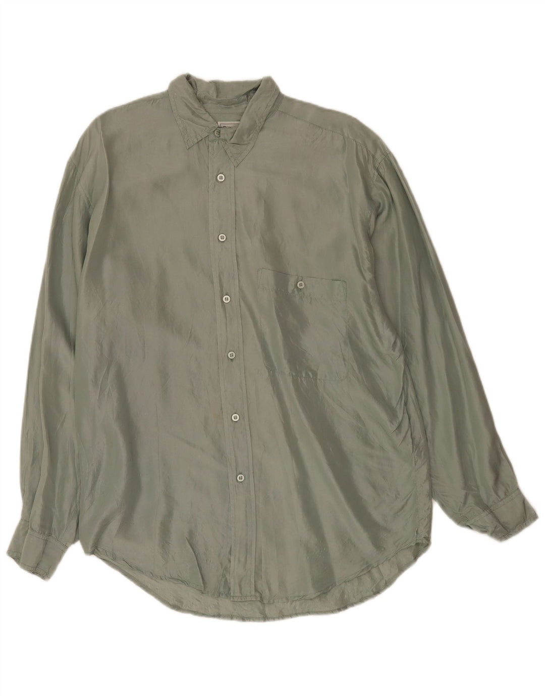Vintage Mens Shirt Large Green Silk