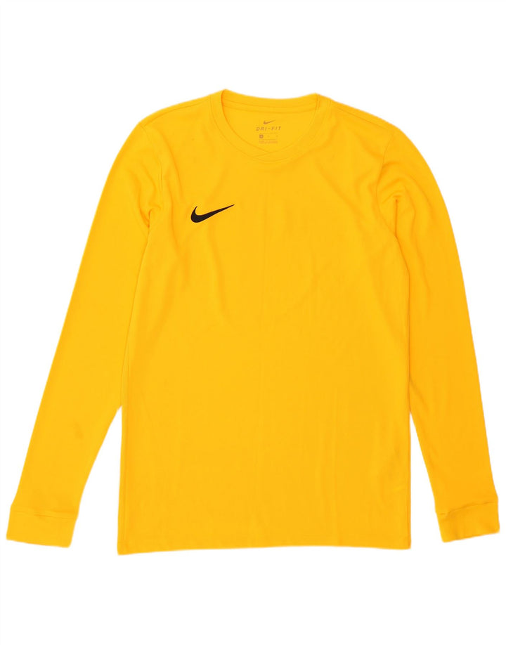 Nike Mens Dri Fit Graphic Top Long Sleeve Medium Yellow Polyester