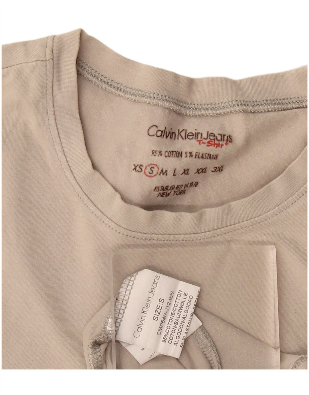 Calvin Klein Mens Graphic T-Shirt Top Small Off White Cotton