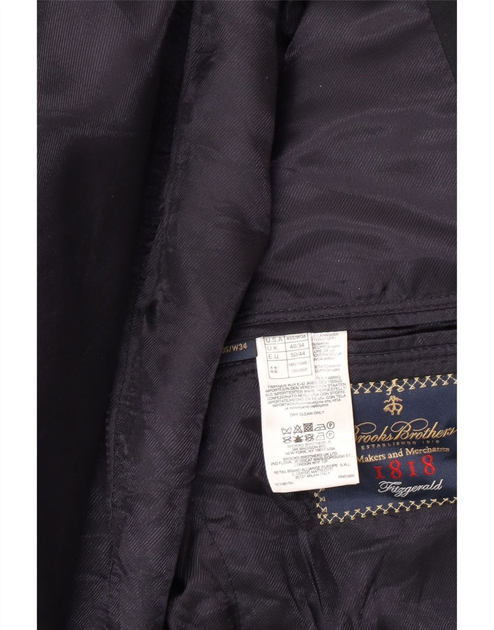 Brooks Brothers Mens 2 Button Blazer Jacket UK 40 Large Navy Blue Wool