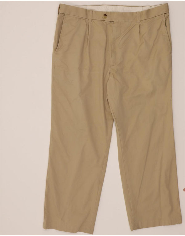 Marks & Spencer Mens Straight Chino Trousers W40 L29 Beige Cotton