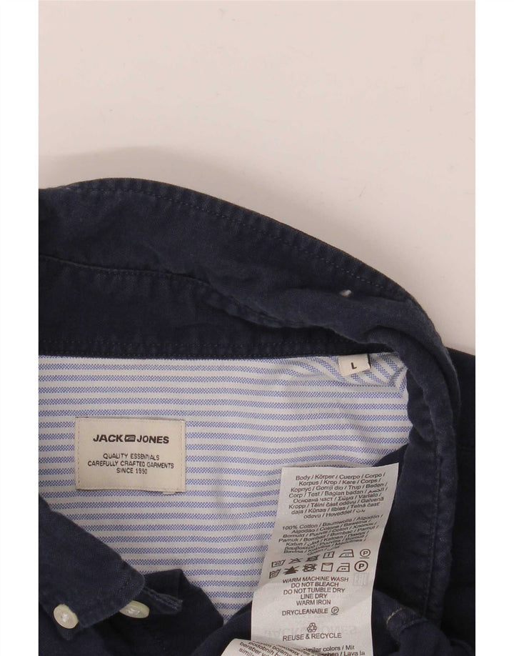 Jack & Jones Mens Shirt Large Navy Blue Cotton