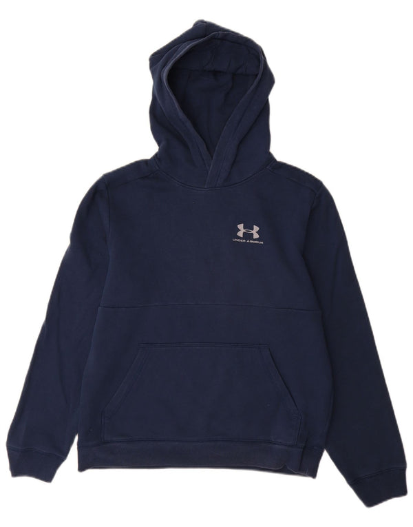 Under Armour Boys Cold Gear Hoodie Jumper 13-14 Years XL Navy Blue Cotton