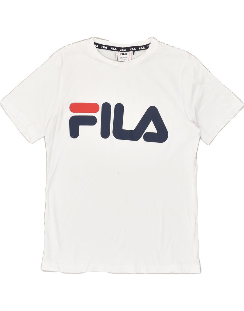 FILA Boys Graphic T-Shirt Top 11-12 Years White Cotton | Vintage Fila | Thrift | Second-Hand Fila | Used Clothing | Messina Hembry 