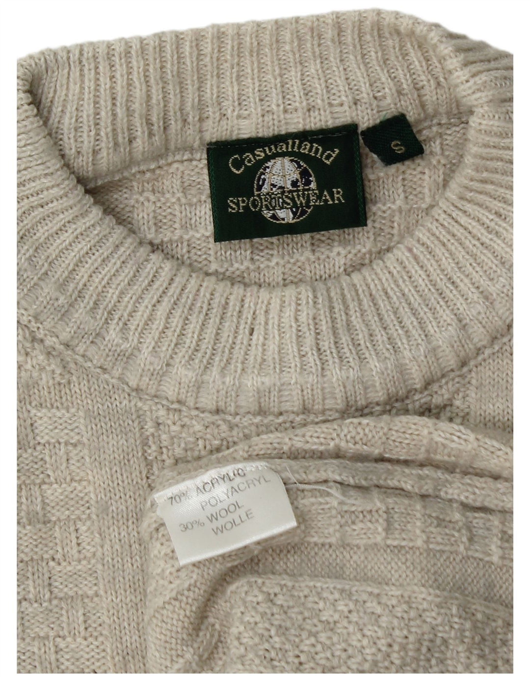 CASUALLAND Mens Crew Neck Jumper Sweater Small Grey Acrylic