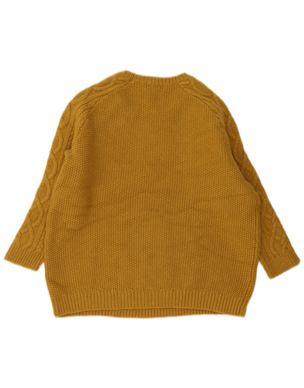 Hobbs Womens Crop 3/4 Sleeve Crew Neck Jumper Sweater UK 14 Large Yellow