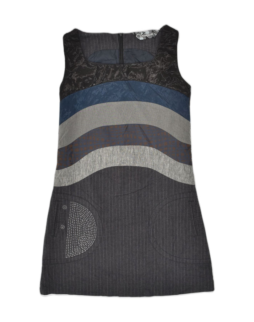 DESIGUAL Womens Sheath Dress EU 38 Medium Grey Colourblock | Vintage Desigual | Thrift | Second-Hand Desigual | Used Clothing | Messina Hembry 