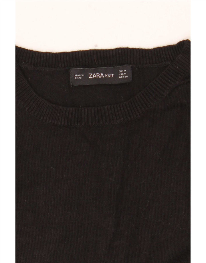 Zara Womens Crew Neck Jumper Sweater UK 12 Medium Black