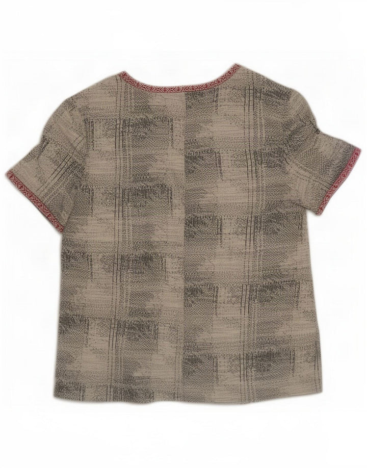 Zara Womens Abstract Pattern Blouse Top UK 16 Large Grey