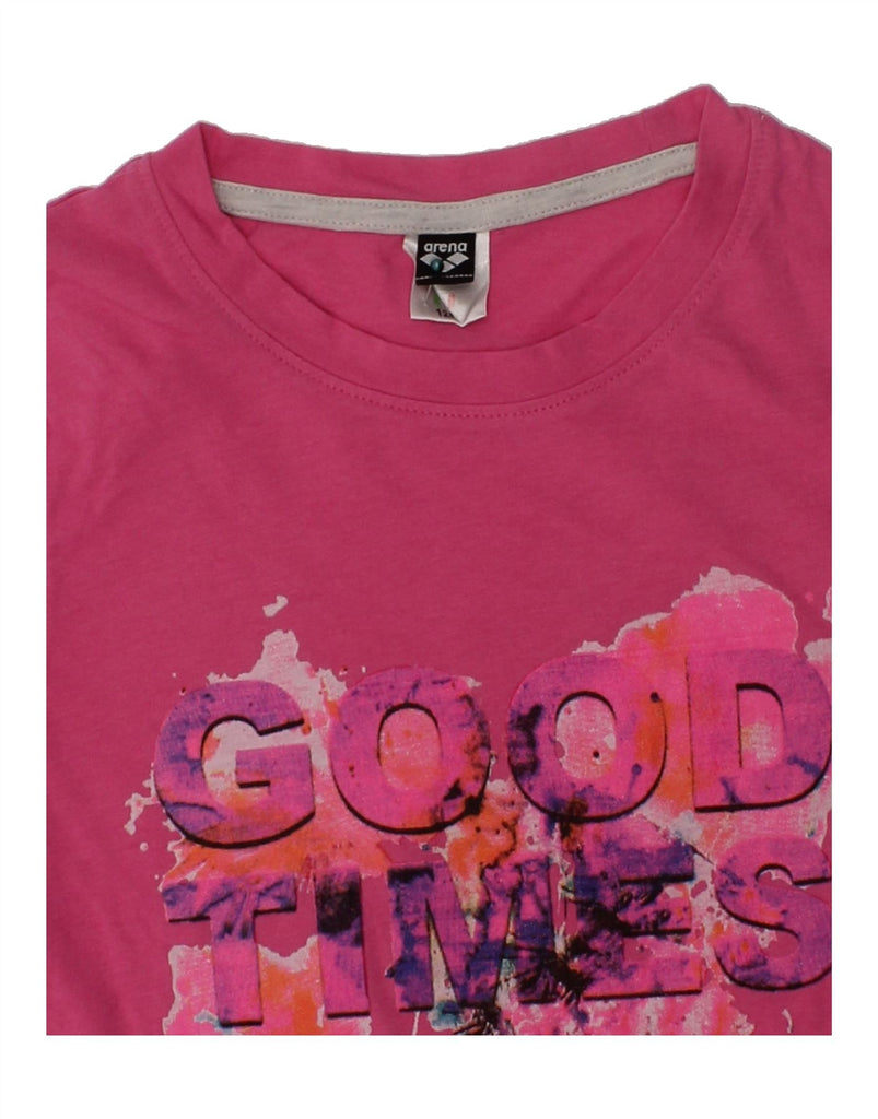 ARENA Girls Graphic T-Shirt Top 11-12 Years Pink Cotton | Vintage Arena | Thrift | Second-Hand Arena | Used Clothing | Messina Hembry 