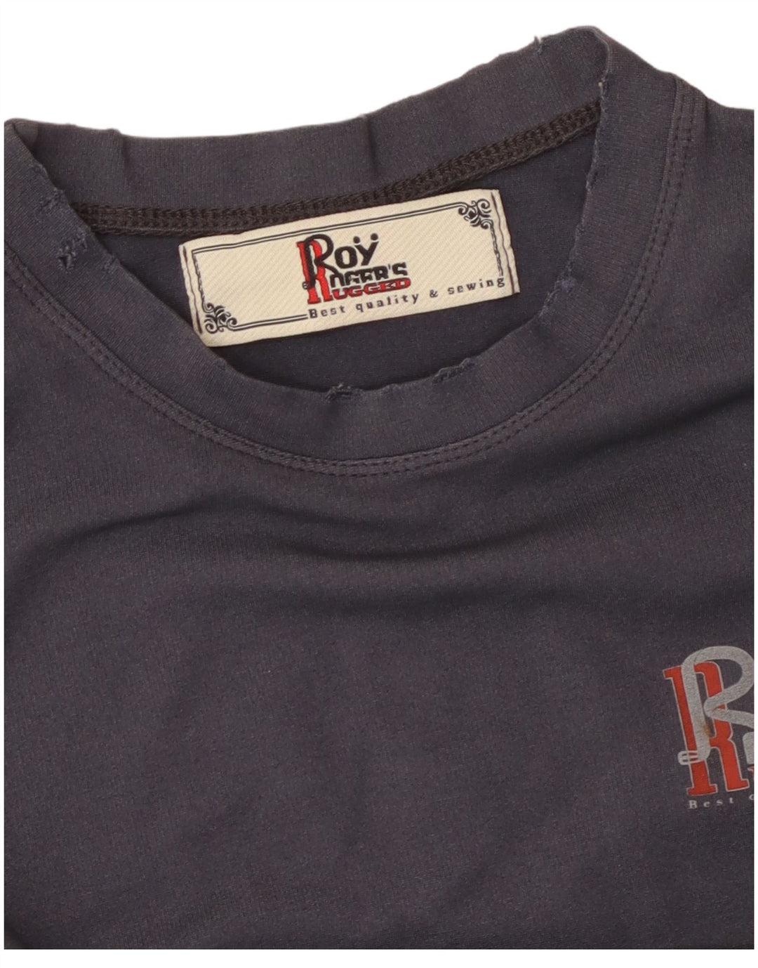 ROY ROGERS Boys Graphic T-Shirt Top 13-14 Years Large Navy Blue Cotton