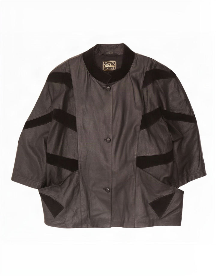 Vintage Womens 3/4 Sleeve Oversized Jacket IT 56 4XL Black Colourblock