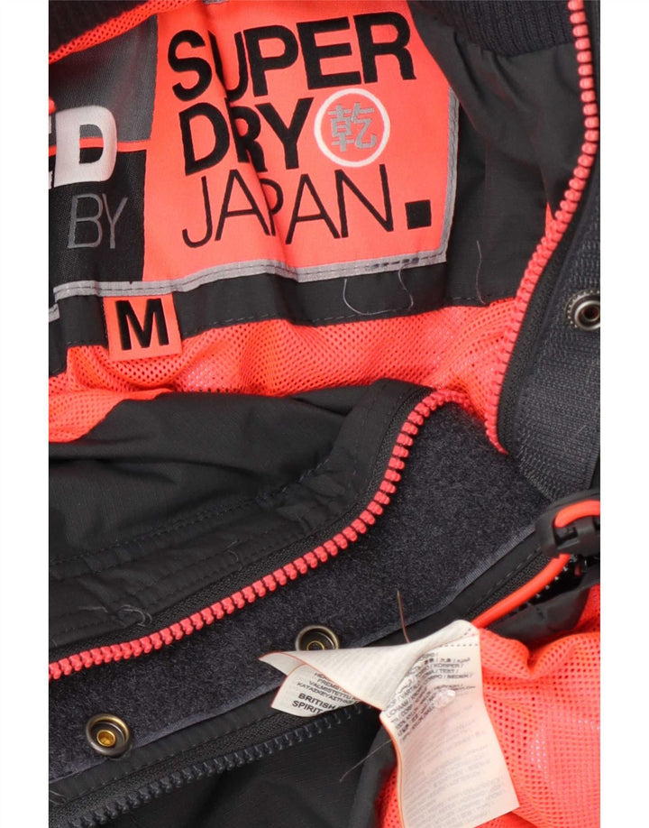 Superdry Womens Graphic Rain Jacket UK 14 Medium Grey Nylon