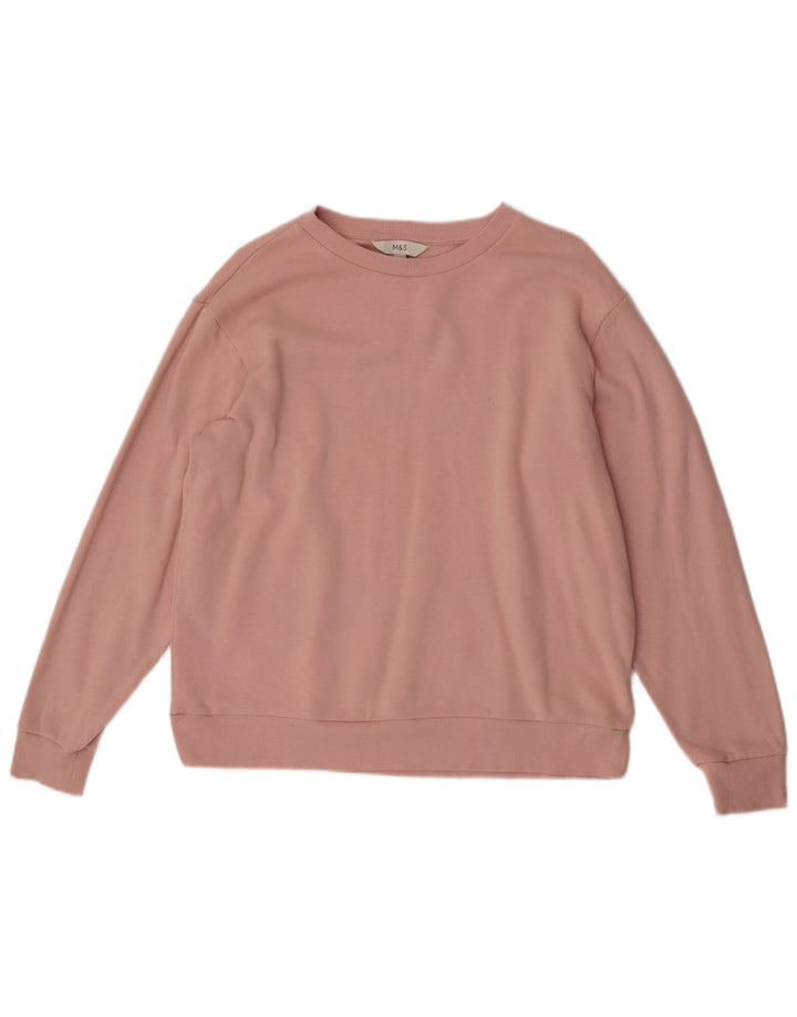 Marks & Spencer Womens Oversized Sweatshirt Jumper UK 14 Medium Pink Cotton