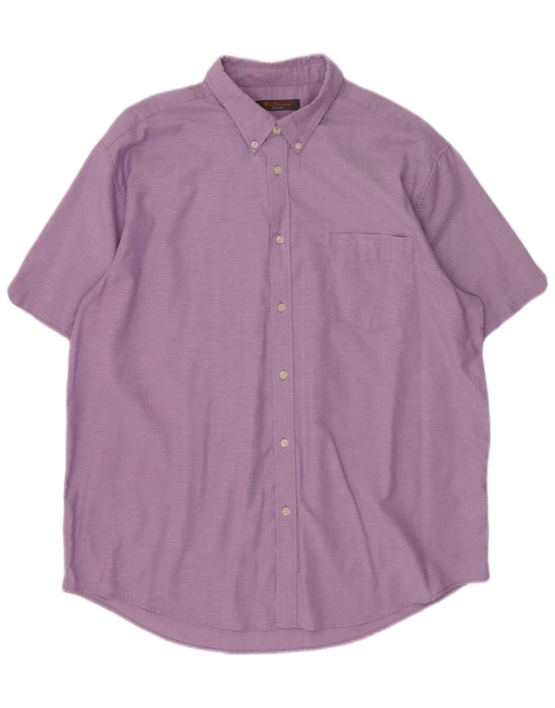 BEN SHERMAN Mens Short Sleeve Shirt 3XL Purple Cotton