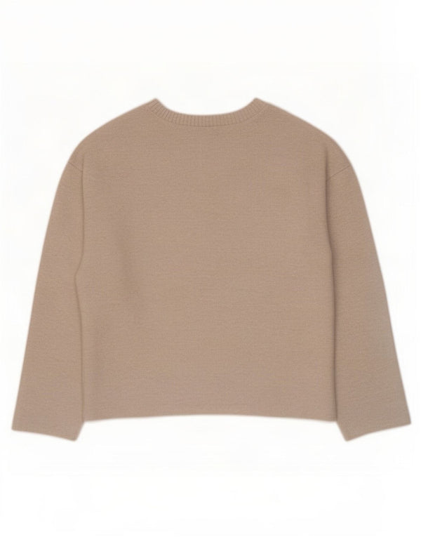 Zara Womens Boat Neck Jumper Sweater UK 14 Medium Beige