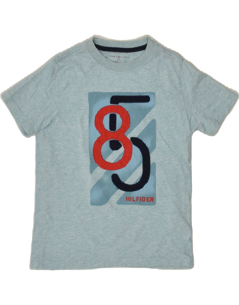 TOMMY HILFIGER Boys Graphic T-Shirt Top 6-7 Years Small Blue Cotton | Vintage Tommy Hilfiger | Thrift | Second-Hand Tommy Hilfiger | Used Clothing | Messina Hembry 