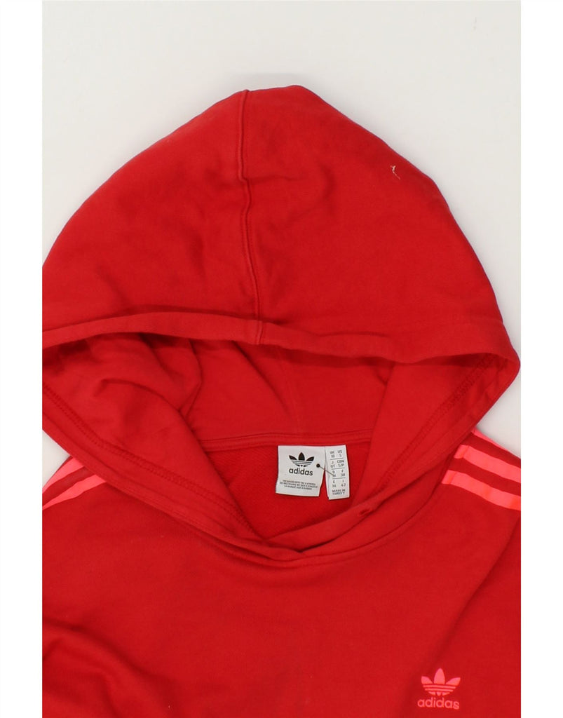 ADIDAS Womens Crop Oversized Hoodie Jumper UK 10 Small Red Cotton Vintage Adidas and Second-Hand Adidas from Messina Hembry 