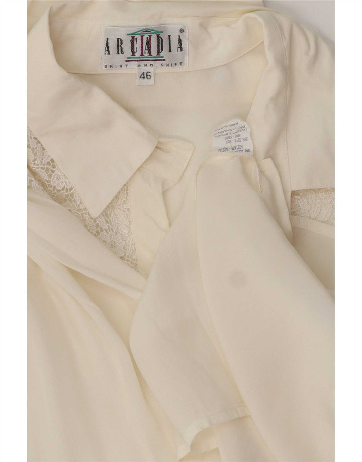 Arcadia Womens Shirt Blouse IT 46 Large Off White Acetate
