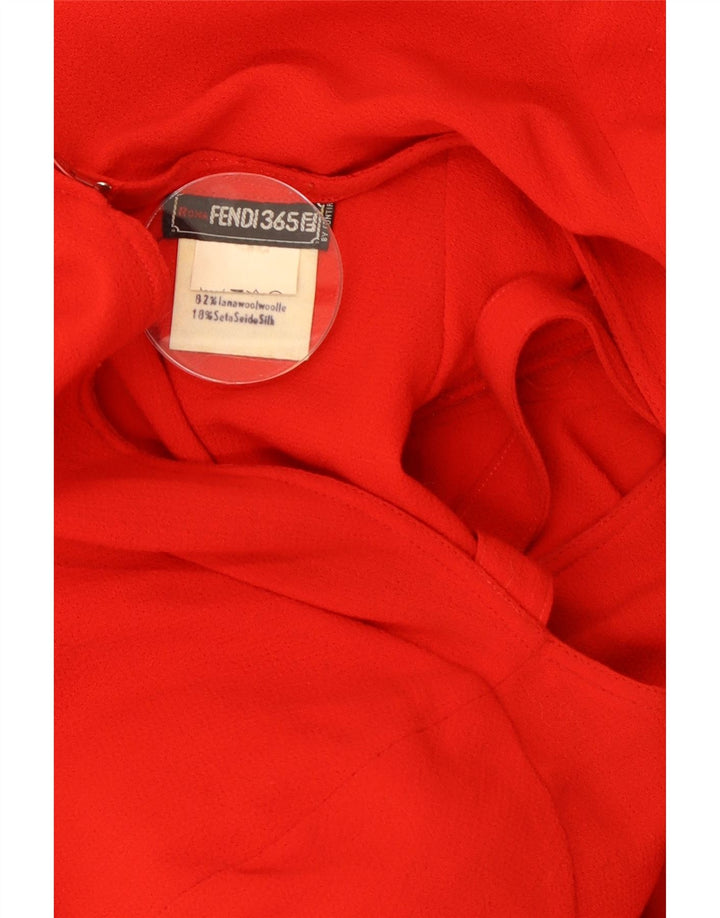 Fendi Womens Long Sleeve Shift Dress UK 18 XL Red Wool