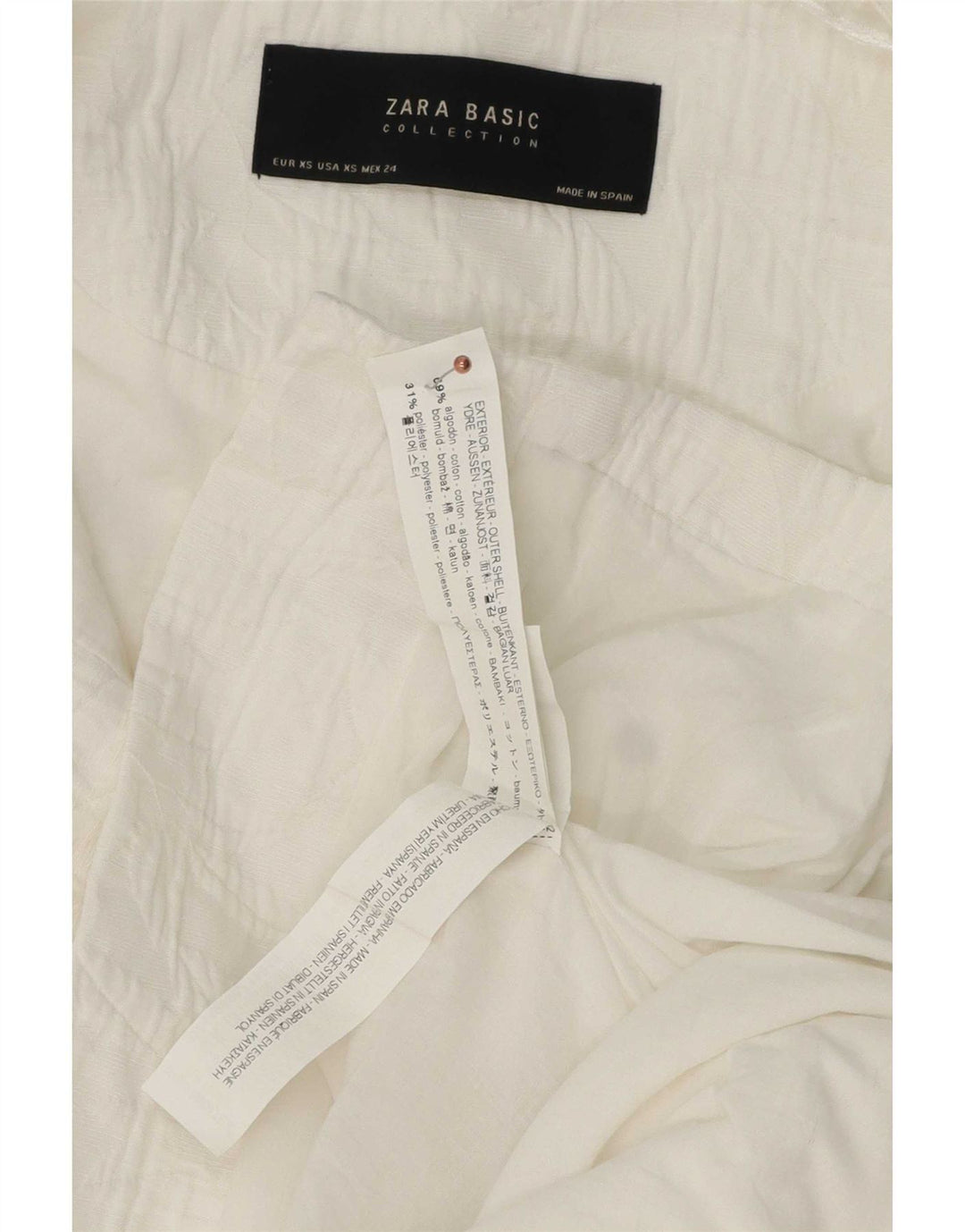 Zara Womens Longline Oversized Blazer Jacket UK 6 XS White Cotton