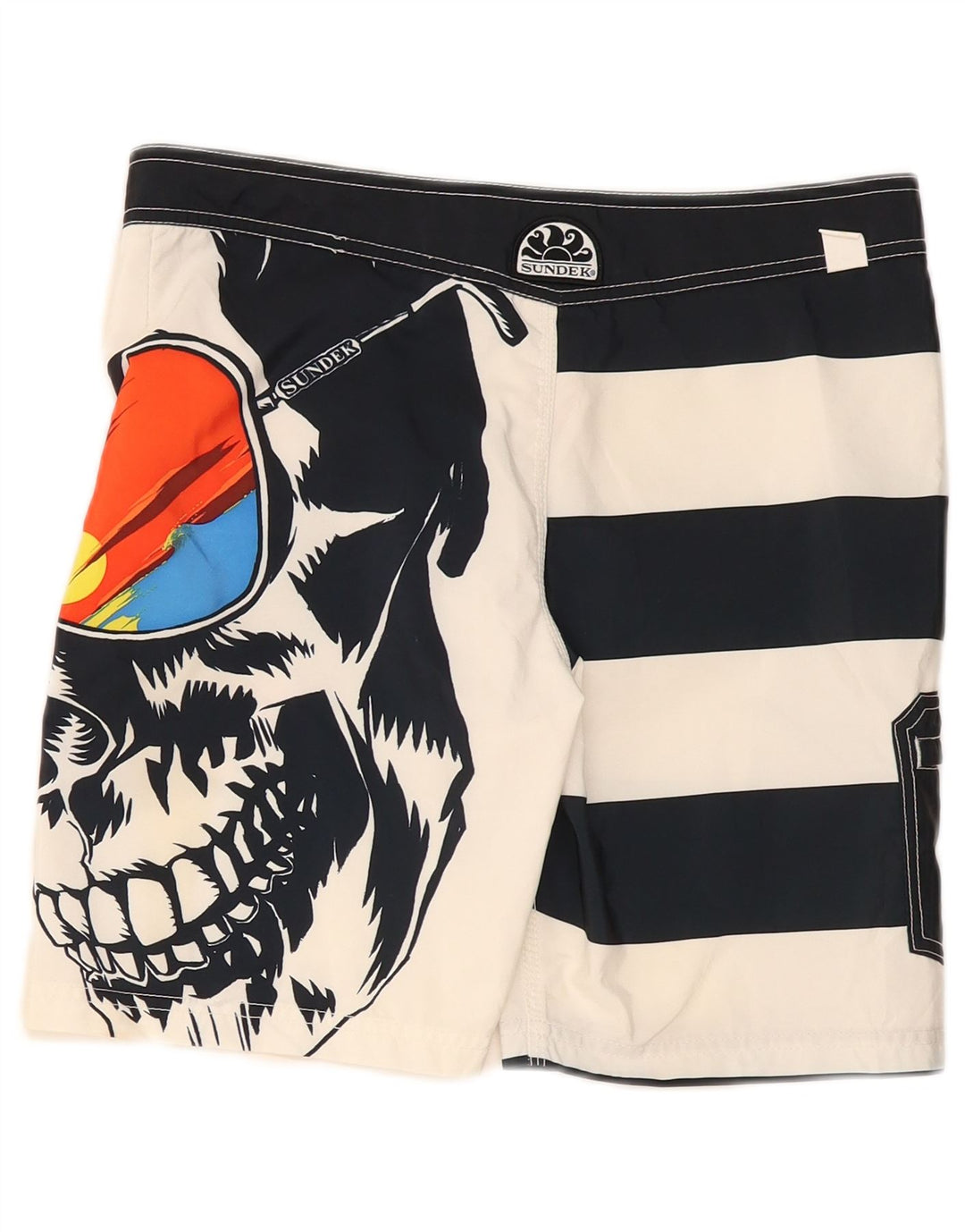 Sundek Boys Graphic Swimming Shorts 13-14 Years White Colourblock Polyester