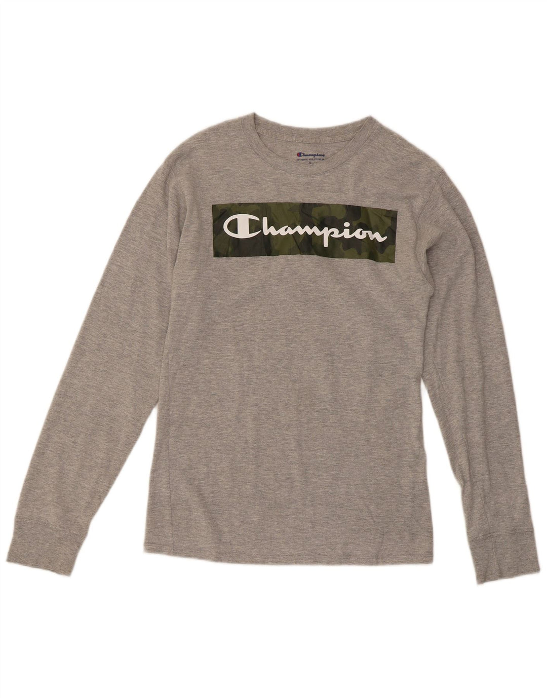 Champion Mens Graphic Top Long Sleeve Small Grey