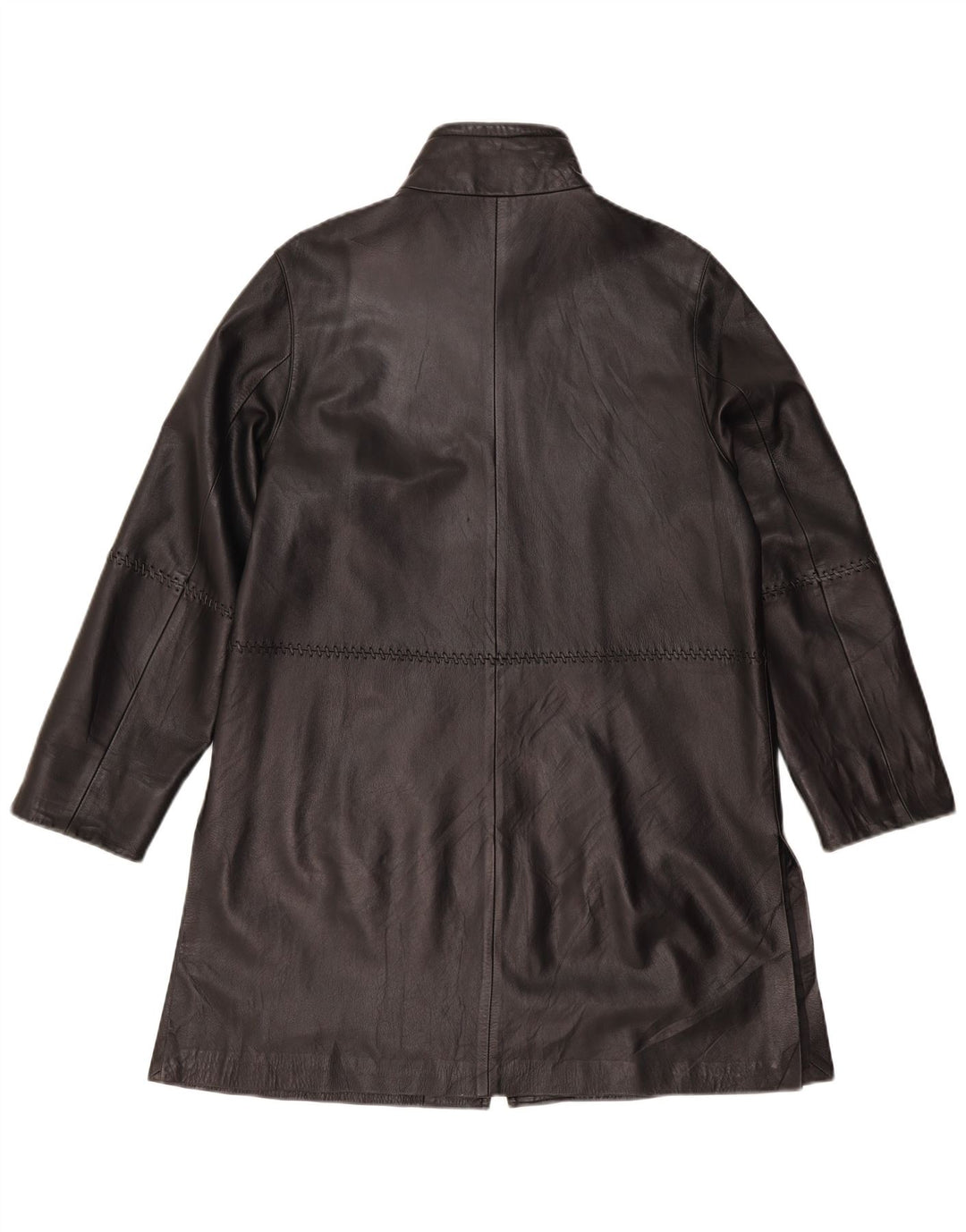 Vintage Womens Leather Coat UK 12 Medium Black Leather