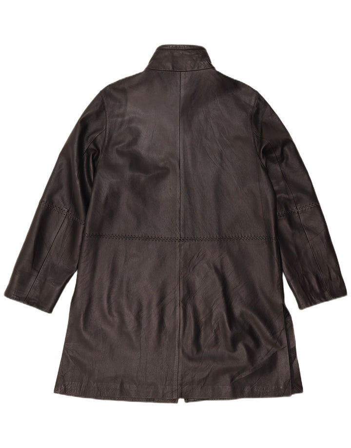 Vintage Womens Leather Coat UK 12 Medium Black Leather