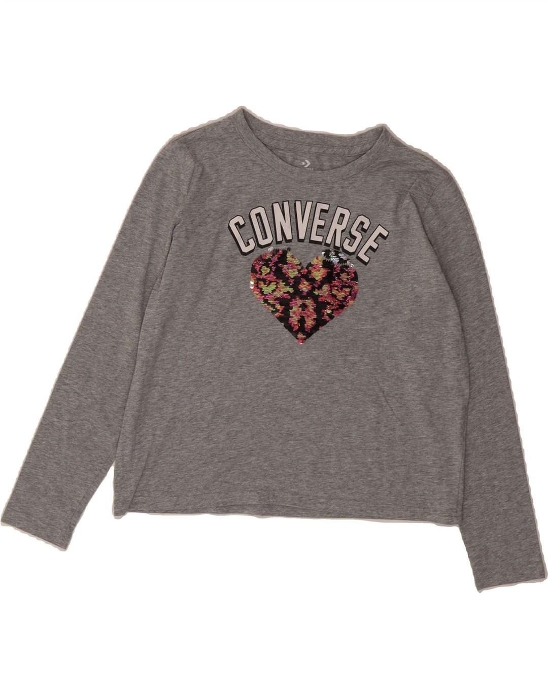 CONVERSE Girls Graphic Top Long Sleeve 13-14 Years XL Grey Vintage Converse and Second-Hand Converse from Messina Hembry 