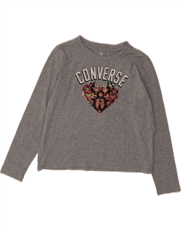 CONVERSE Girls Graphic Top Long Sleeve 13-14 Years XL Grey Vintage Converse and Second-Hand Converse from Messina Hembry 