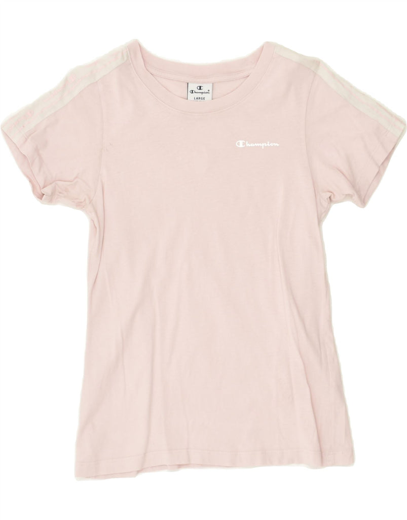 CHAMPION Girls T-Shirt Top 11-12 Years Large Pink Cotton | Vintage Champion | Thrift | Second-Hand Champion | Used Clothing | Messina Hembry 