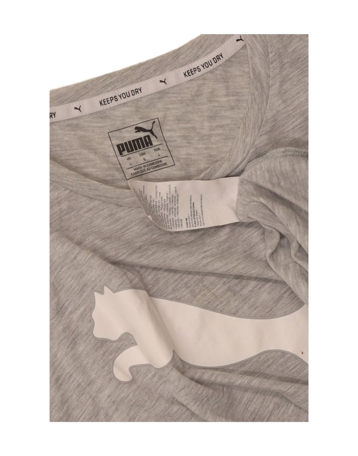 Puma Womens Graphic T-Shirt Top UK 14 Large Grey Flecked Polyester
