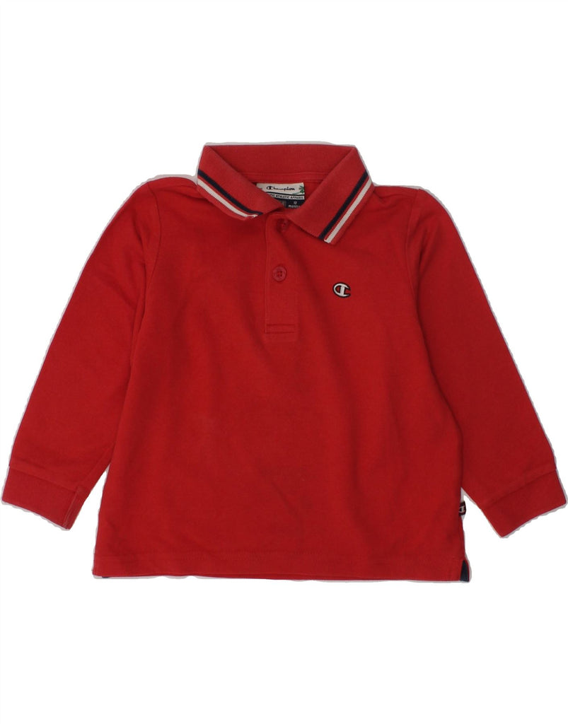 CHAMPION Baby Boys Long Sleeve Polo Shirt 9-12 Months Small  Red Cotton | Vintage Champion | Thrift | Second-Hand Champion | Used Clothing | Messina Hembry 