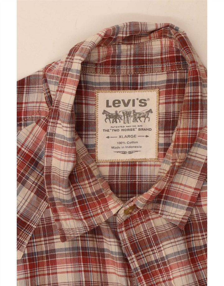 Levi's Mens Short Sleeve Shirt XL Brown Check Cotton