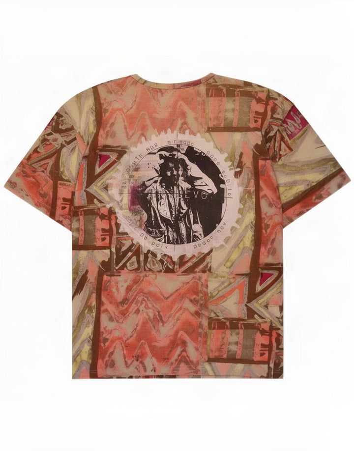 Vintage Mens Graphic T-Shirt Top Large Multicoloured Geometric