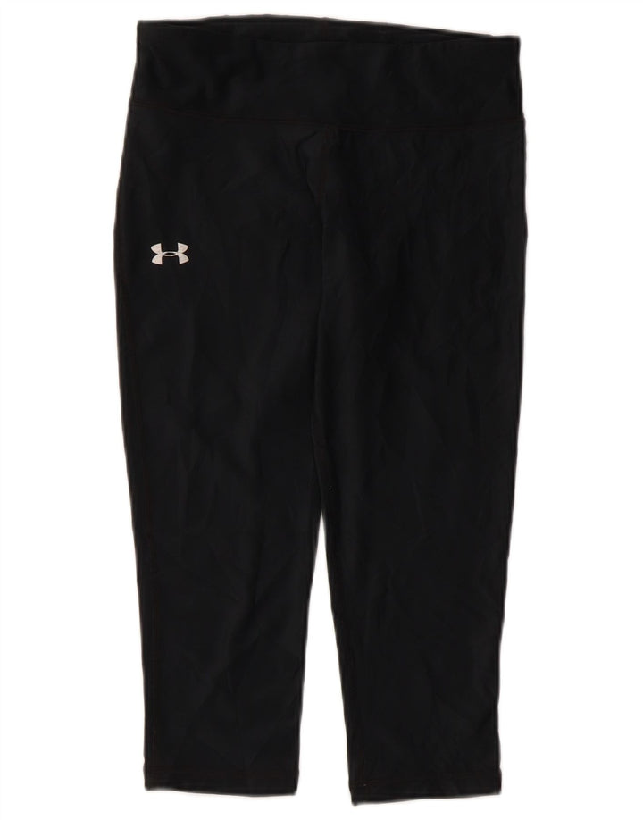 UNDER ARMOUR Womens Heat Gear Capri Leggings UK 8 Small  Black Polyester
